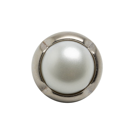 Plastic 2-Piece Shank Back Button - 36L/23mm - Silver and White Pearl Dome