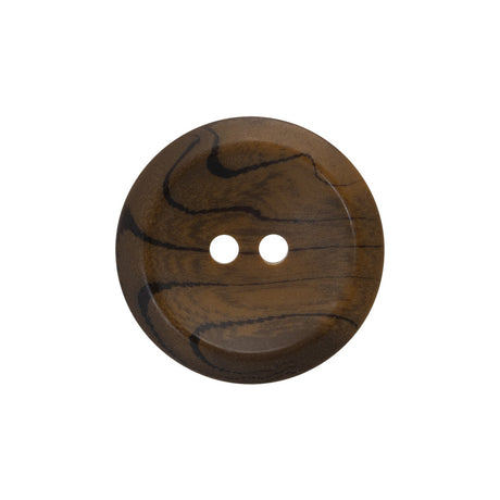 Horn 2-Hole Button - 36L/23mm - Brown and Black Grain