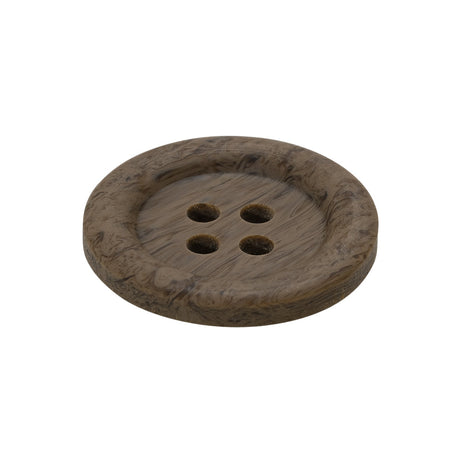 Horn 2-Hole Button - 40L/25.5mm - Brown and Charcoal Natural Grain