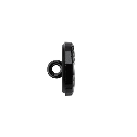 Plastic Shank Back Button - 24L/15mm - Black Faux Leather Wrapped