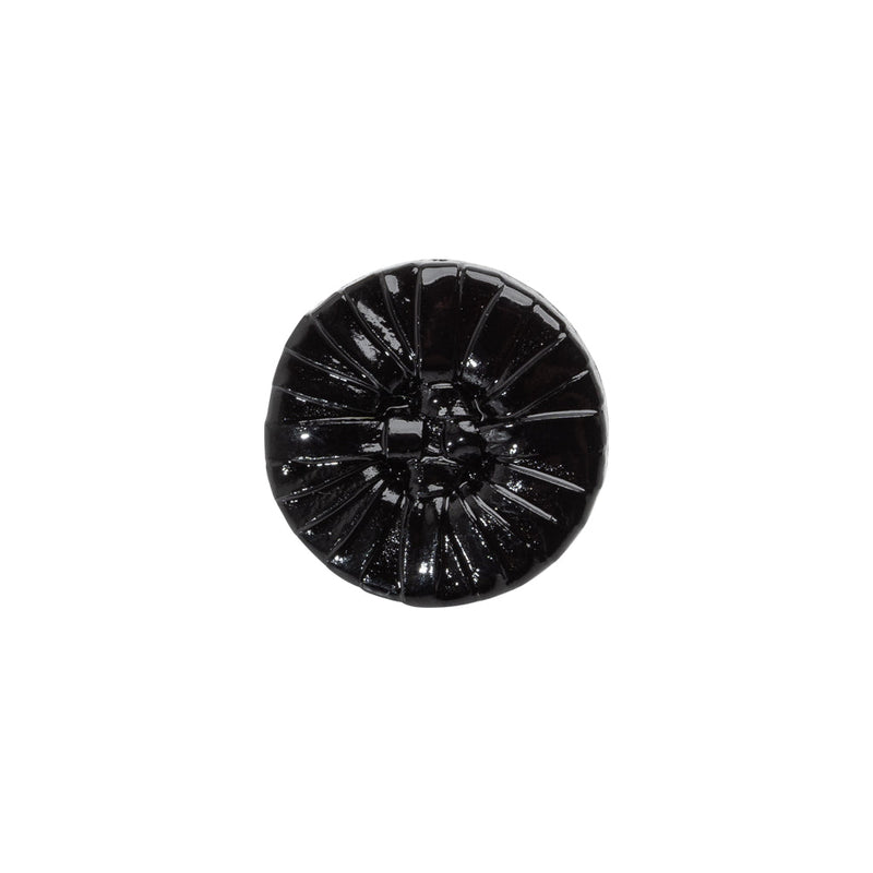Plastic Shank Back Button - 24L/15mm - Black Faux Leather Wrapped