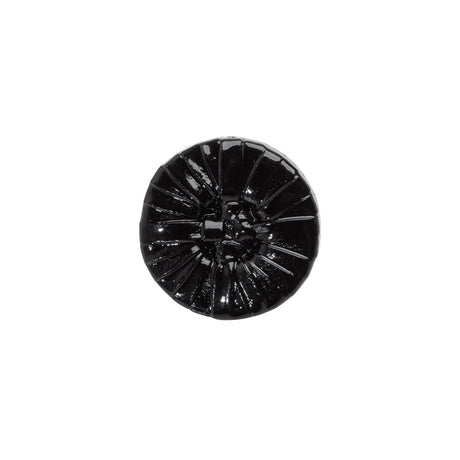 Plastic Shank Back Button - 24L/15mm - Black Faux Leather Wrapped