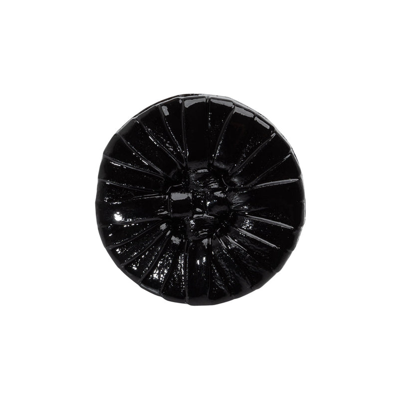 Plastic Shank Back Button - 36L/23mm - Black Faux Leather Wrapped