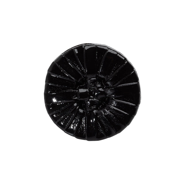 Plastic Shank Back Button - 36L/23mm - Black Faux Leather Wrapped
