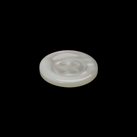 Plastic 4-Hole Button - 28L/18mm - Iridescent Ivory Rolled Rim