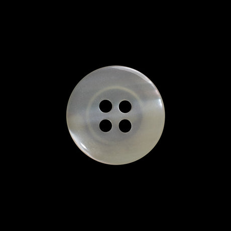 Plastic 4-Hole Button - 28L/18mm - Iridescent Ivory Rolled Rim