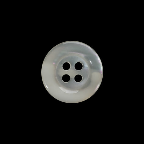 Plastic 4-Hole Button - 28L/18mm - Iridescent Ivory Rolled Rim