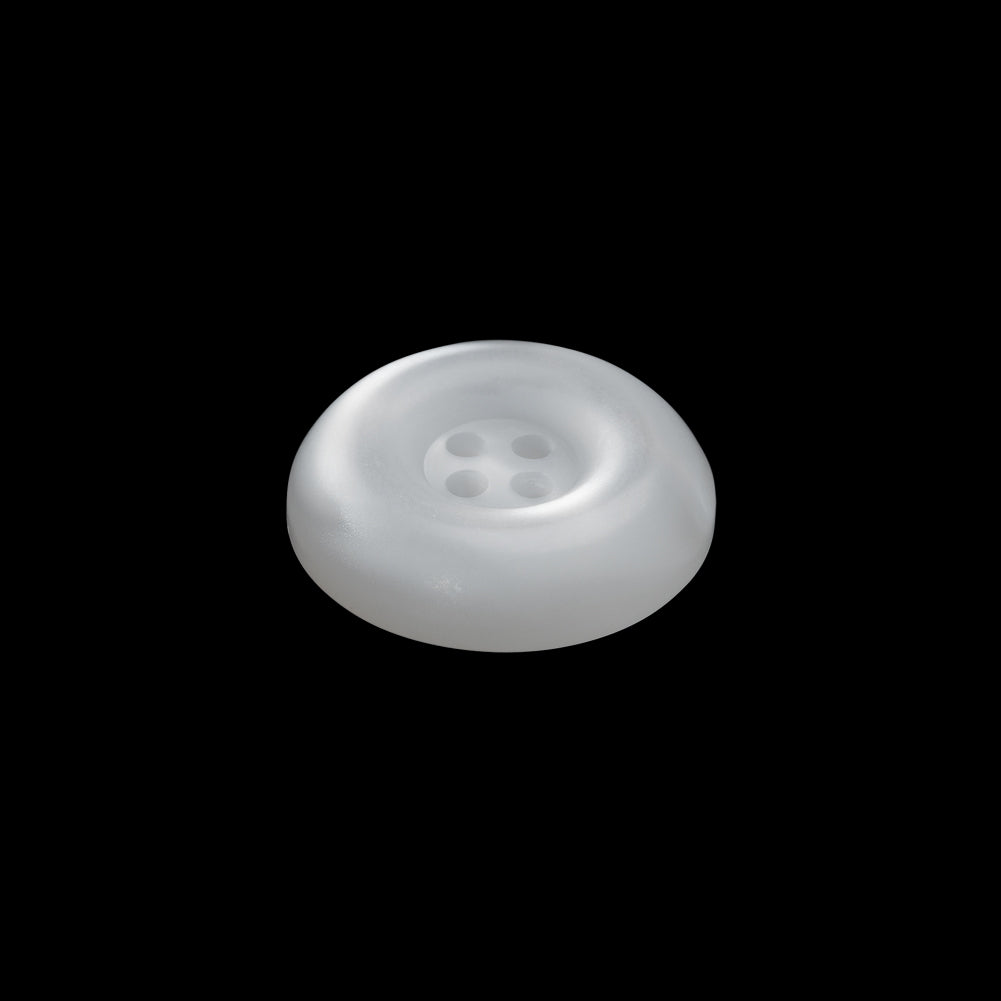 Plastic 4-Hole Button - 28L/18mm - Frosted Clear and Iridescent White Ink Well