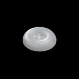 Plastic 4-Hole Button - 28L/18mm - Frosted Clear and Iridescent White Ink Well