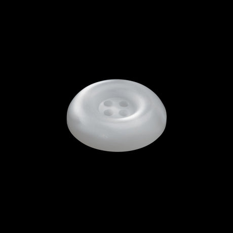Plastic 4-Hole Button - 28L/18mm - Frosted Clear and Iridescent White Ink Well