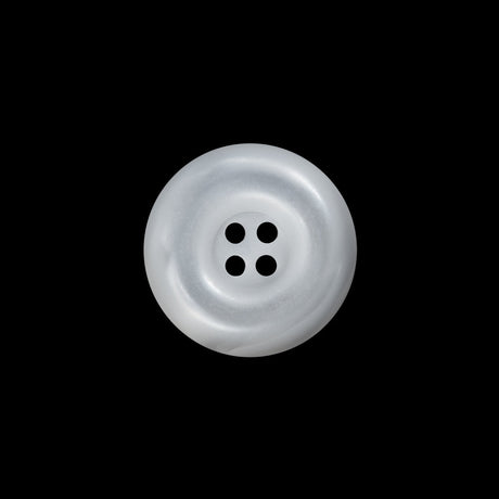Plastic 4-Hole Button - 28L/18mm - Frosted Clear and Iridescent White Ink Well