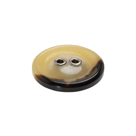 Plastic 2-Hole Button with Metal Eyelet Holes - 36L/23mm - Ivory and Brown