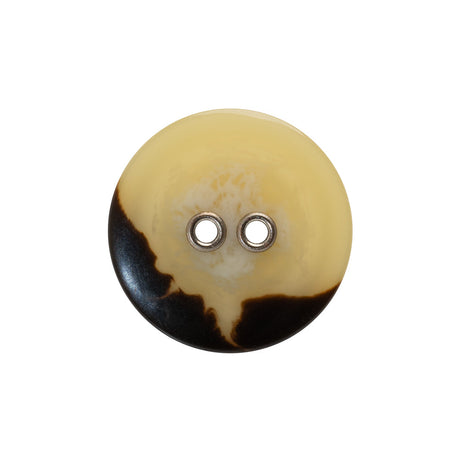 Plastic 2-Hole Button with Metal Eyelet Holes - 36L/23mm - Ivory and Brown