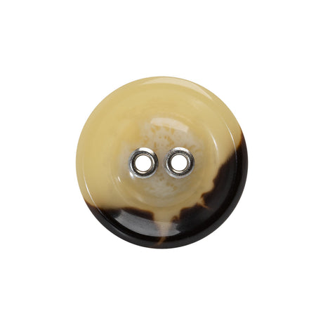 Plastic 2-Hole Button with Metal Eyelet Holes - 36L/23mm - Ivory and Brown