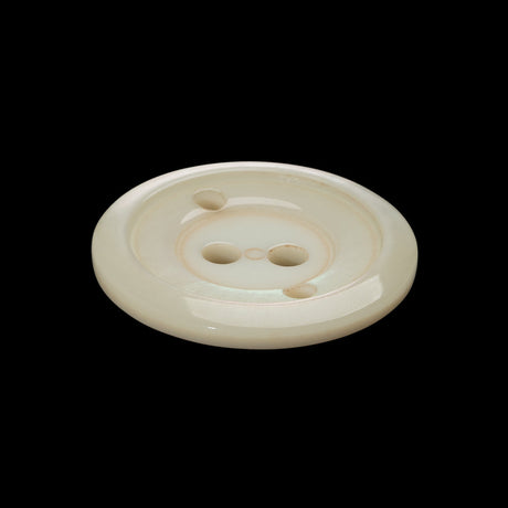 Plastic 2-Hole Button - 40L/25.5mm - Iridescent Ivory Stairstep with Decorative Holes