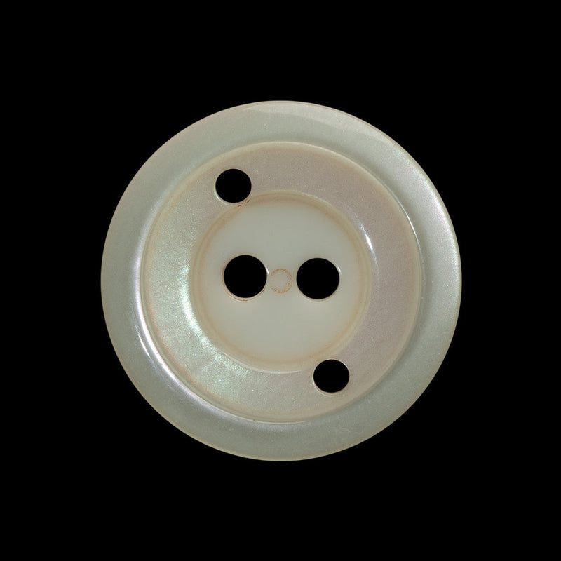 Plastic 2-Hole Button - 40L/25.5mm - Iridescent Ivory Stairstep with Decorative Holes