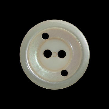 Plastic 2-Hole Button - 40L/25.5mm - Iridescent Ivory Stairstep with Decorative Holes