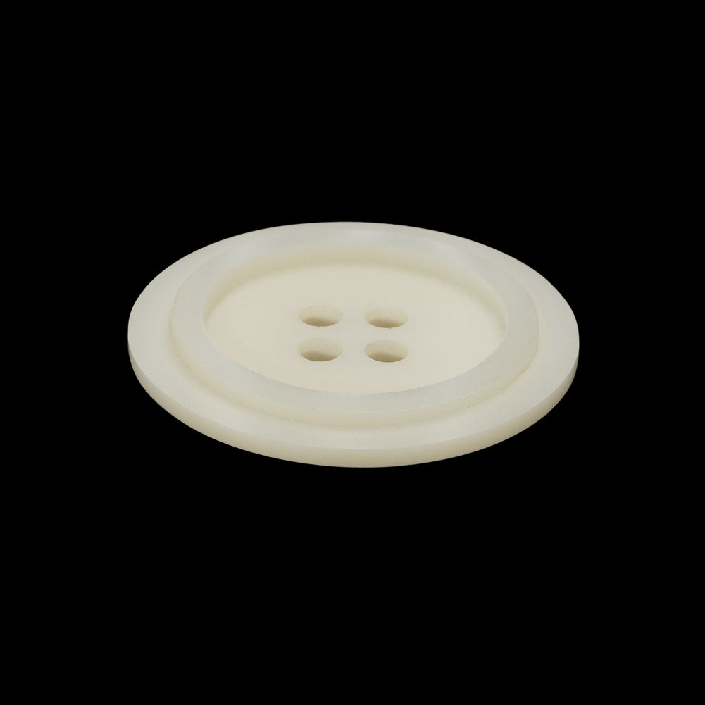 Plastic 4-Hole Button - 40L/25.5mm - Ivory with Iridescent White Ring