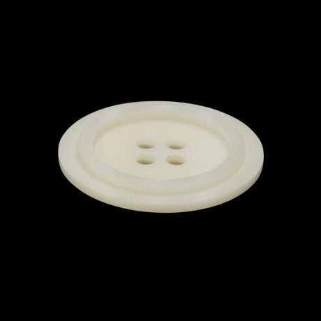 Plastic 4-Hole Button - 40L/25.5mm - Ivory with Iridescent White Ring