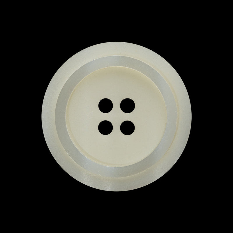 Plastic 4-Hole Button - 40L/25.5mm - Ivory with Iridescent White Ring