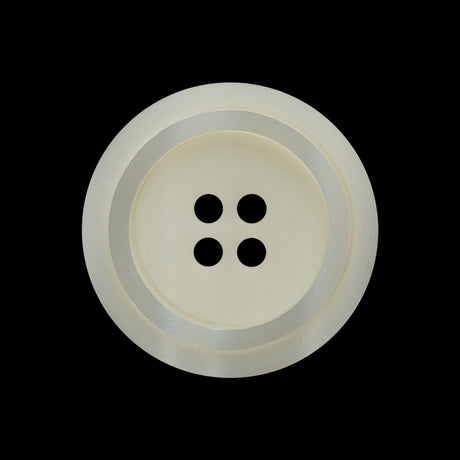 Plastic 4-Hole Button - 40L/25.5mm - Ivory with Iridescent White Ring