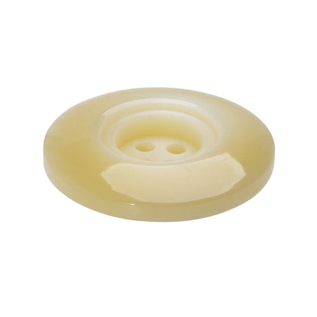Plastic 4-Hole Button - 44L/28mm - Creamy Beige Tire Rim with Stairstep Center