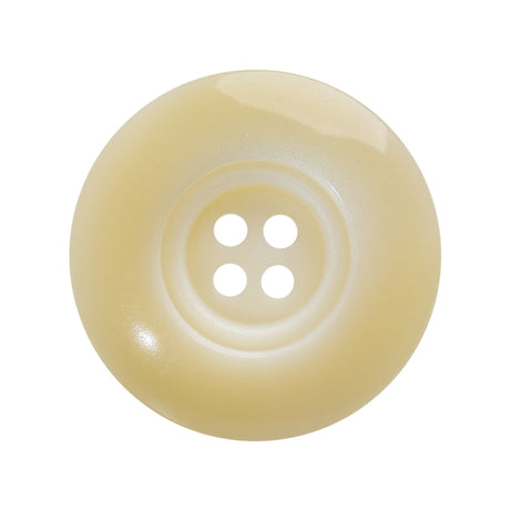 Plastic 4-Hole Button - 44L/28mm - Creamy Beige Tire Rim with Stairstep Center