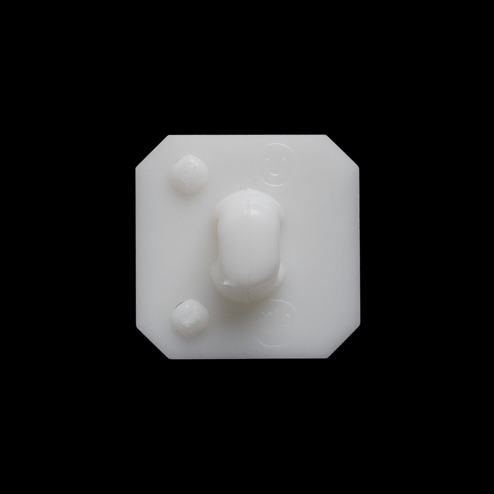 Square Plastic Shank Back Button Made in Italy - 30L/19mm - White Center Ridge