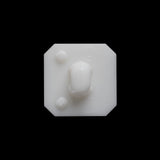 Square Plastic Shank Back Button Made in Italy - 30L/19mm - White Center Ridge