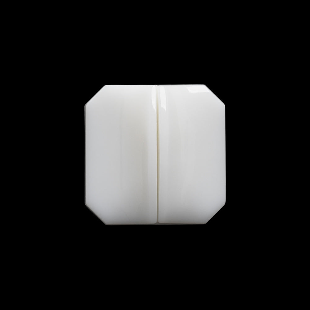 Square Plastic Shank Back Button Made in Italy - 30L/19mm - White Center Ridge