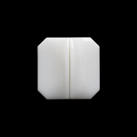 Square Plastic Shank Back Button Made in Italy - 30L/19mm - White Center Ridge