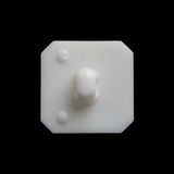 Square Plastic Shank Back Button Made in Italy - 36L/23mm - White Center Ridge