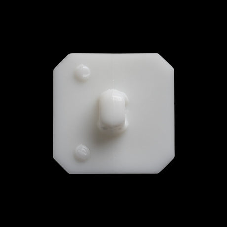 Square Plastic Shank Back Button Made in Italy - 36L/23mm - White Center Ridge
