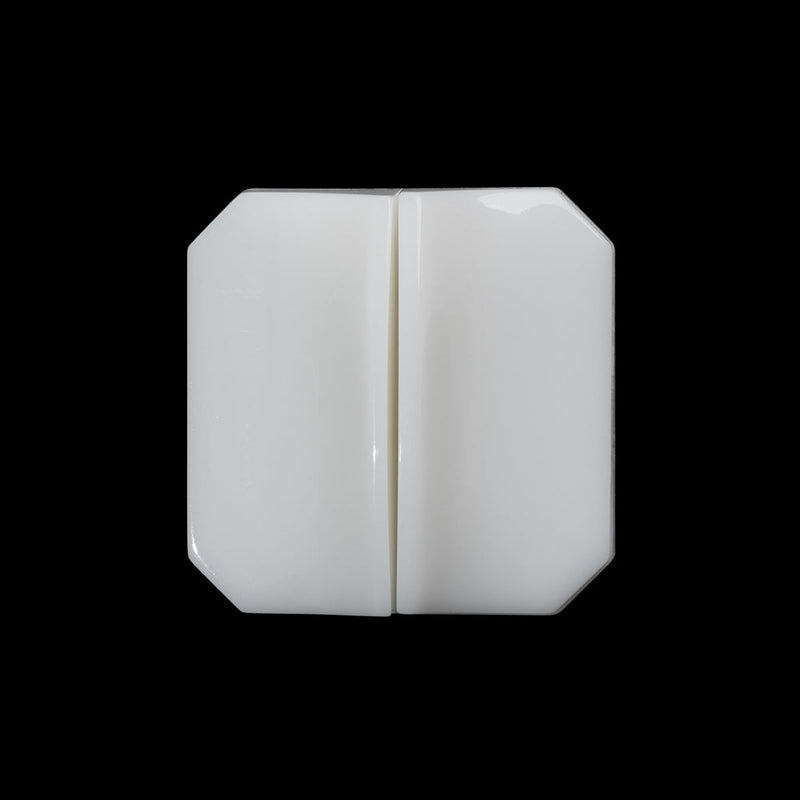 Square Plastic Shank Back Button Made in Italy - 36L/23mm - White Center Ridge