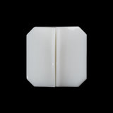 Square Plastic Shank Back Button Made in Italy - 36L/23mm - White Center Ridge