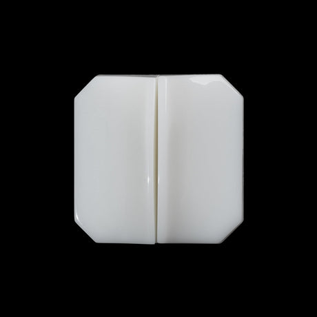 Square Plastic Shank Back Button Made in Italy - 36L/23mm - White Center Ridge