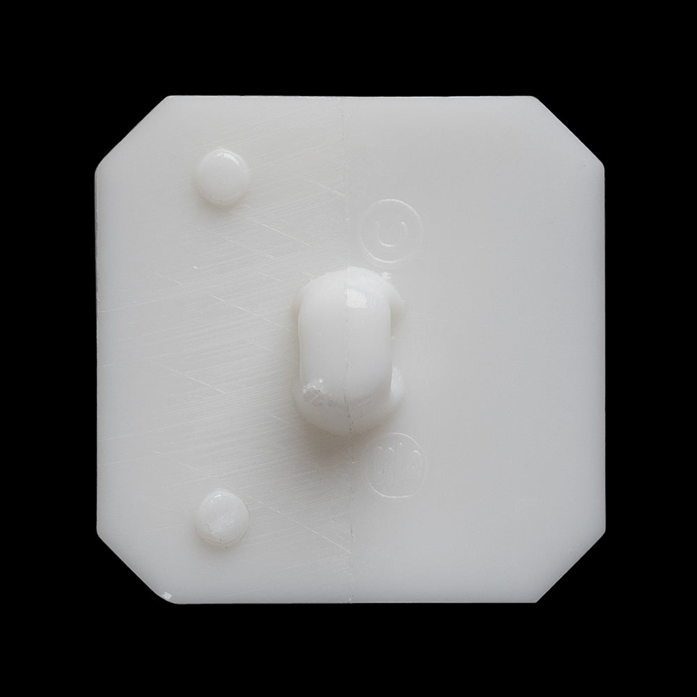 Square Plastic Shank Back Button Made in Italy - 44L/28mm - White Center Ridge