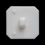 Square Plastic Shank Back Button Made in Italy - 44L/28mm - White Center Ridge
