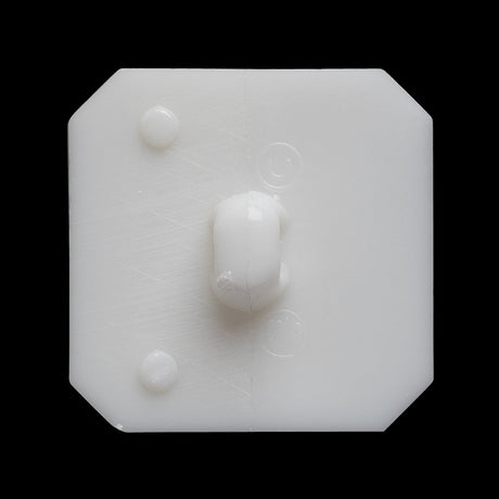 Square Plastic Shank Back Button Made in Italy - 44L/28mm - White Center Ridge
