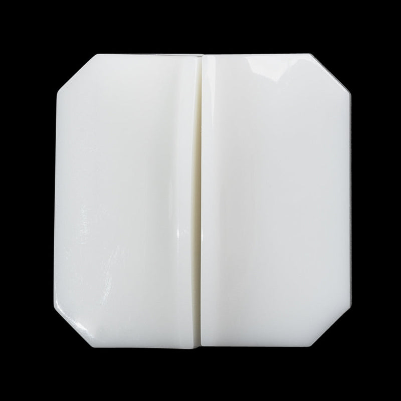 Square Plastic Shank Back Button Made in Italy - 44L/28mm - White Center Ridge