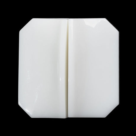 Square Plastic Shank Back Button Made in Italy - 44L/28mm - White Center Ridge