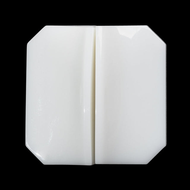 Square Plastic Shank Back Button Made in Italy - 44L/28mm - White Center Ridge