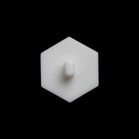 Hexagon Plastic Shank Back Button - 32L/20mm - White Geometric