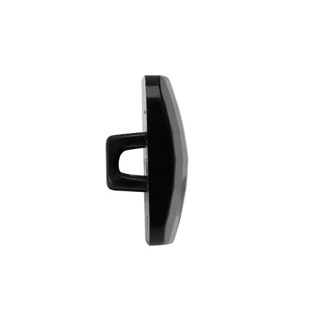Square Plastic Shank Back Button - 36L/23mm - Black Faceted
