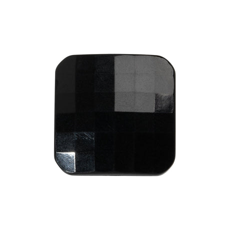 Square Plastic Shank Back Button - 36L/23mm - Black Faceted