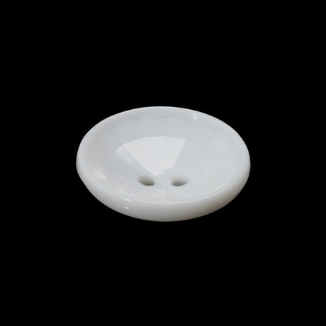 Plastic 2-Hole Button - 36L/23mm - White Faceted Bowl Shape