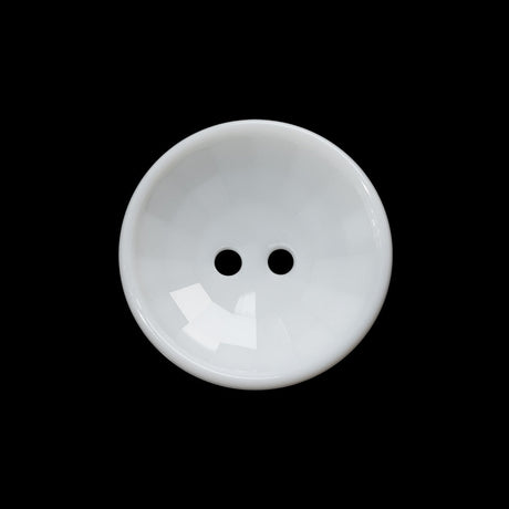 Plastic 2-Hole Button - 36L/23mm - White Faceted Bowl Shape