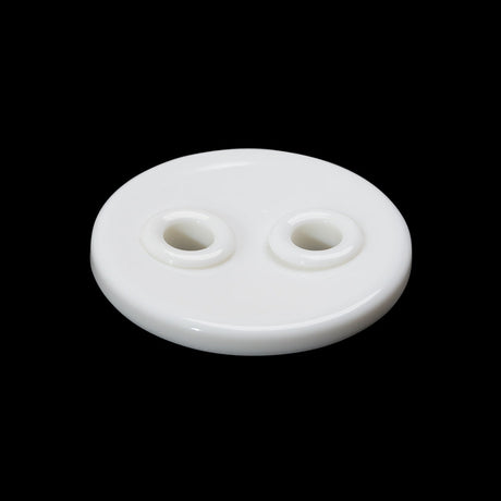 Plastic 2-Hole Button - 40L/25.5mm - White Shallow Dish with White Eyelet Holes