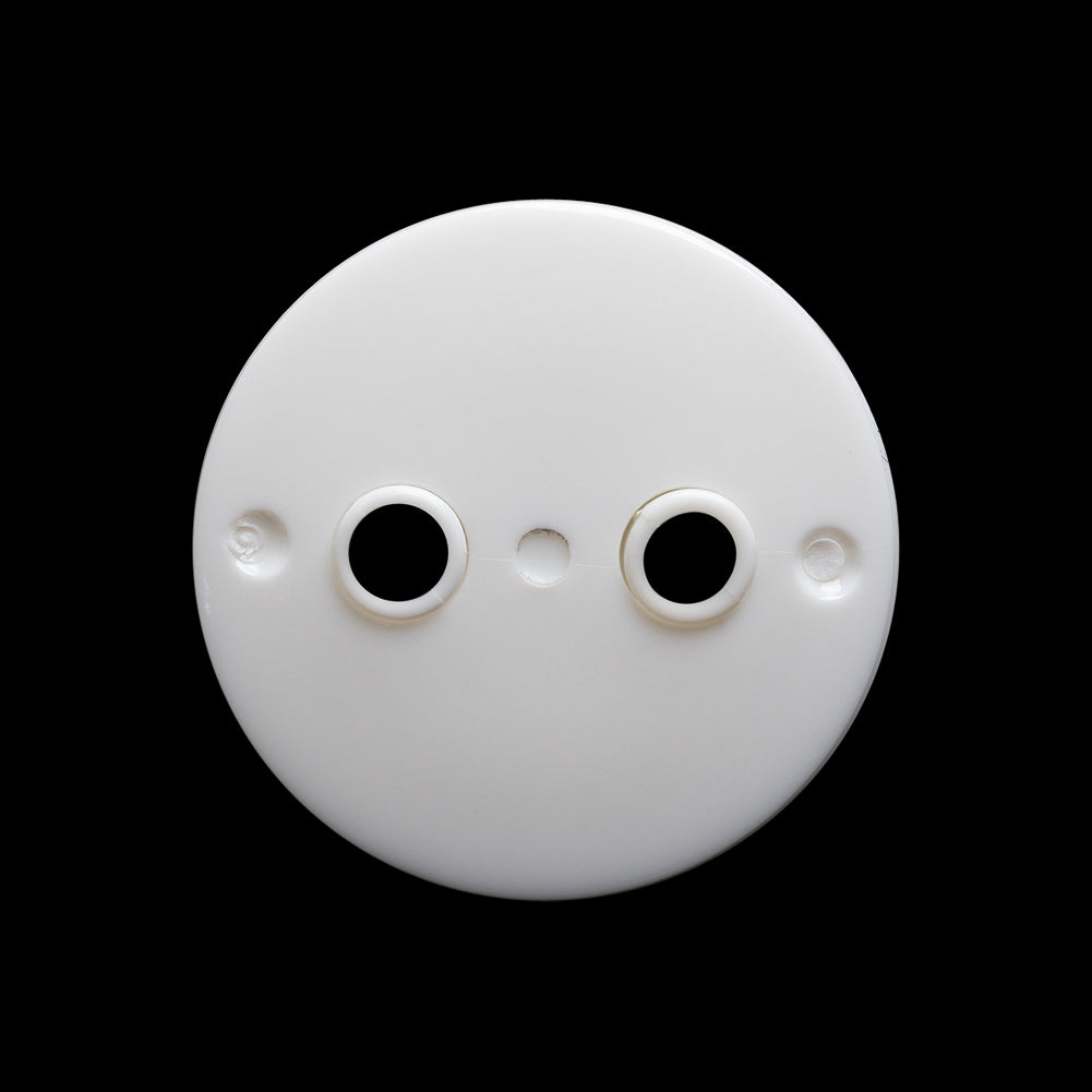Plastic 2-Hole Button - 40L/25.5mm - White Shallow Dish with White Eyelet Holes