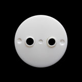 Plastic 2-Hole Button - 40L/25.5mm - White Shallow Dish with White Eyelet Holes